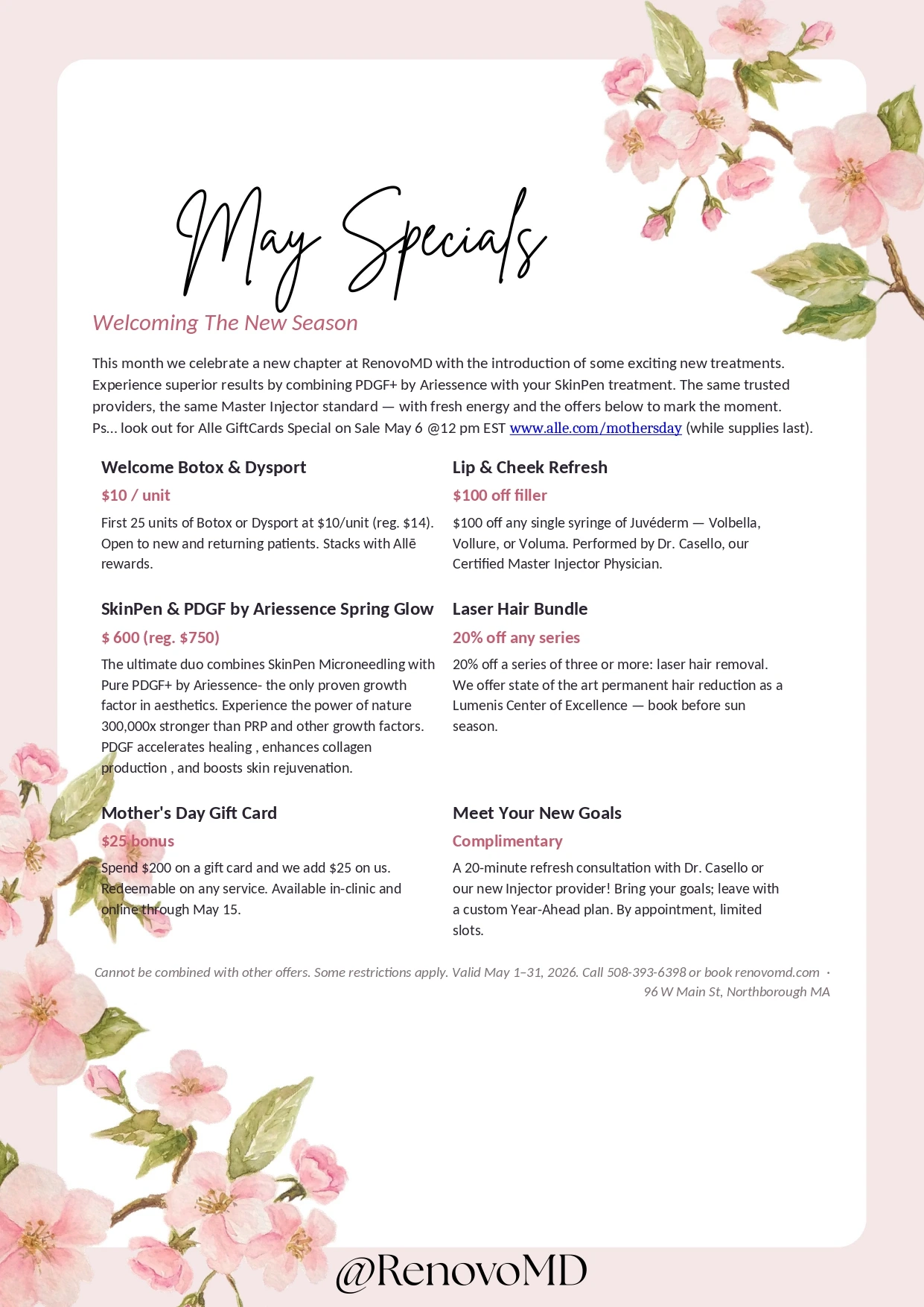 RenovoMD May Specials in Northborough, MA